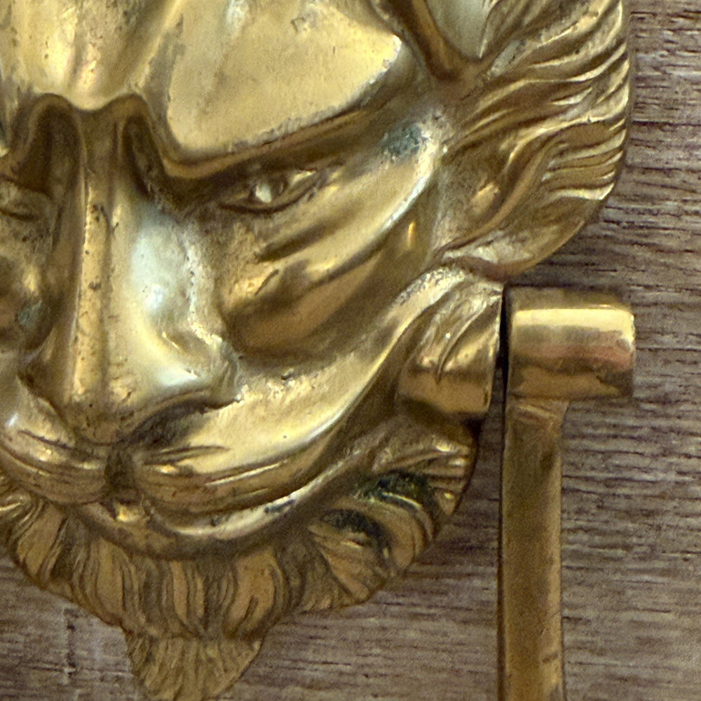 VINTAGE SOLID BRASS LIONS HEAD DOOR KNOCKER