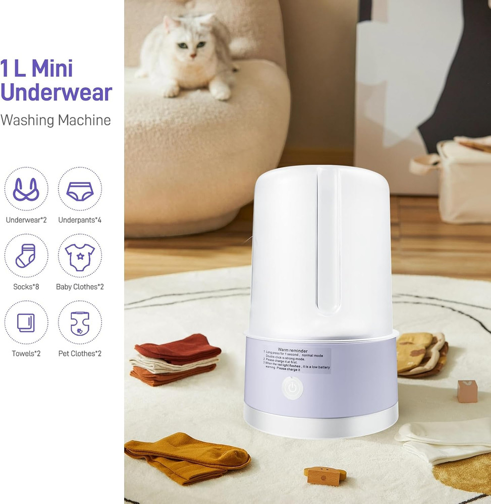 Compact Portable Washing Machine for Small Laundry - Lightweight and Quiet