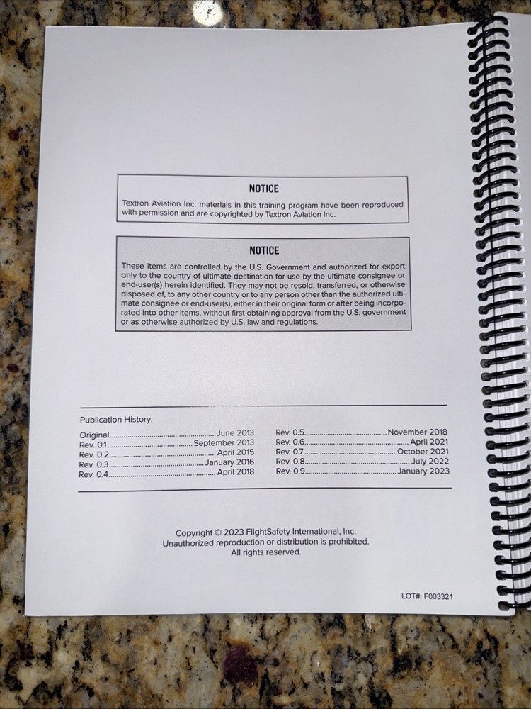 Cessna Citation X Pilot Checklist + FlightSafety Client Guide Lot
