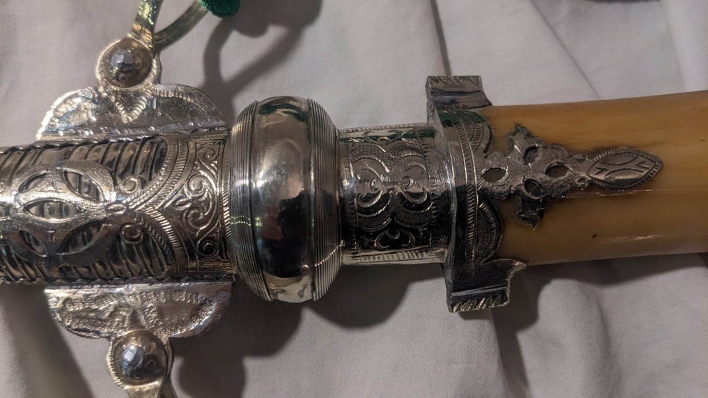 Authentic 13.25" Morocco Dagger Khanjar Handmade Silver Dagger Berber+CORD Camel