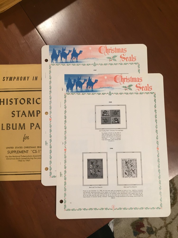 1 New Package of 2 White Ace Pages-Topical's-Christmas Seals CS-1