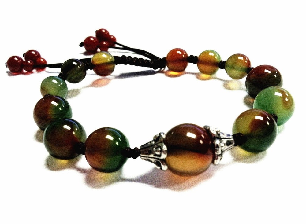 Beautiful Handmade Peacock Agate Beads Bracelet for Protection, Strength and ...