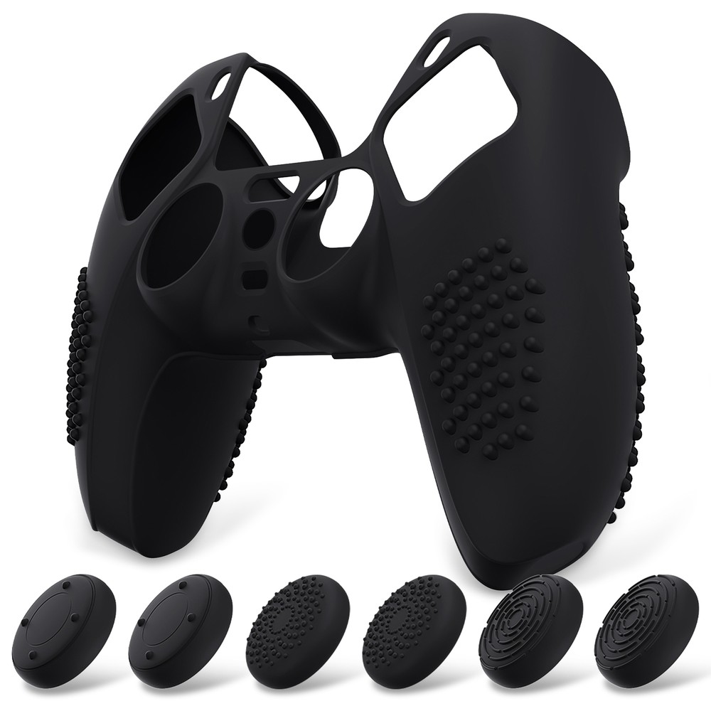 Silicone Cover For PS5 Controller Protective Case with 6 Thumb Grip Caps