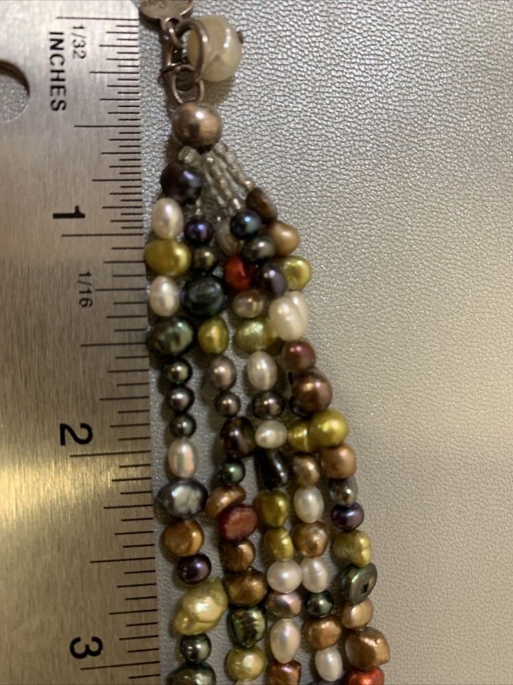 Bracelet Seed Bead Multi Color Silver Tone