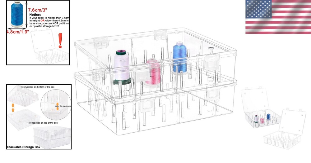 Superb Visibility Stackable Thread Storage Boxes - 2 Pack for Embroidery