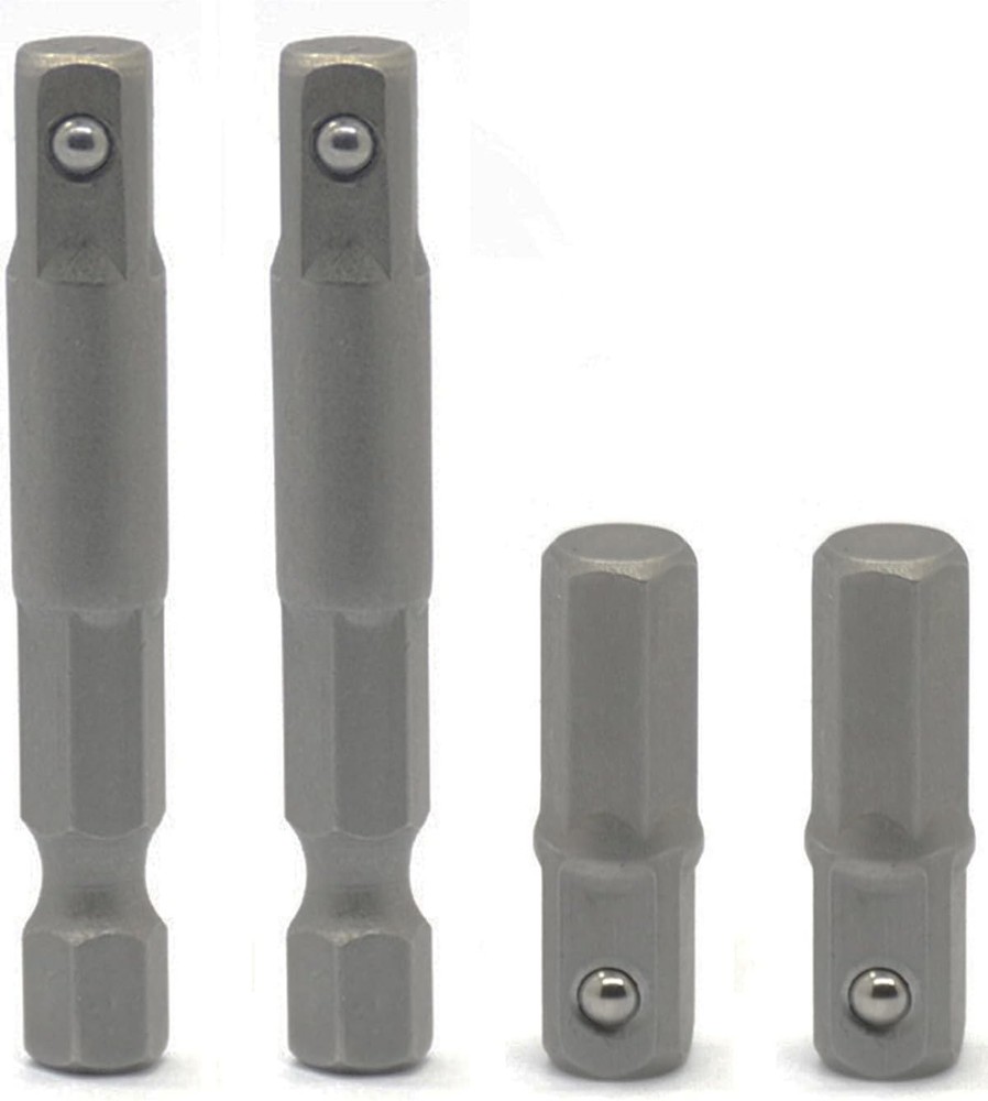 1/4 Hex to 1/4 Socket Adapter, 4-Piece Set, Suitable for Drill Driver, Socket