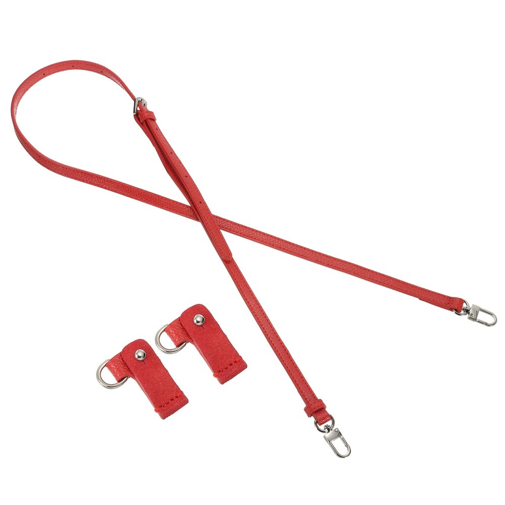 Adjustable Leather Shoulder Strap Purse Straps with Silver Clasp Red