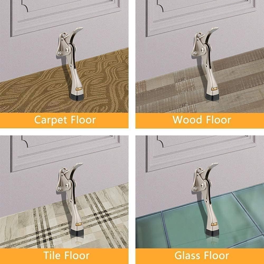 2 Pack Kickdown Door Stop One Touch Adjustable 4 Inch Chrome