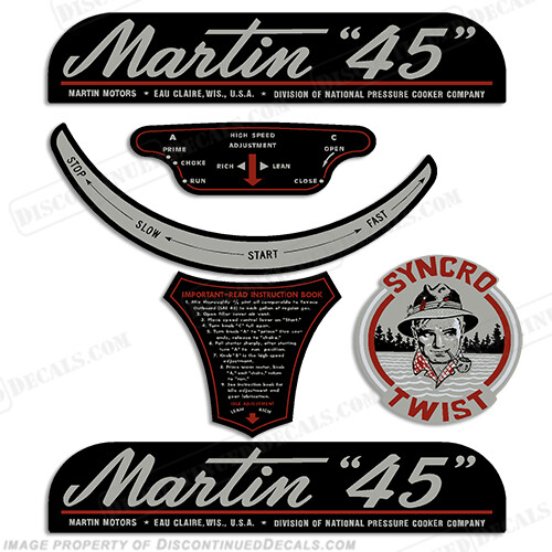 Fits Martin 4.5hp Outboard Motor Engine Decal Kit