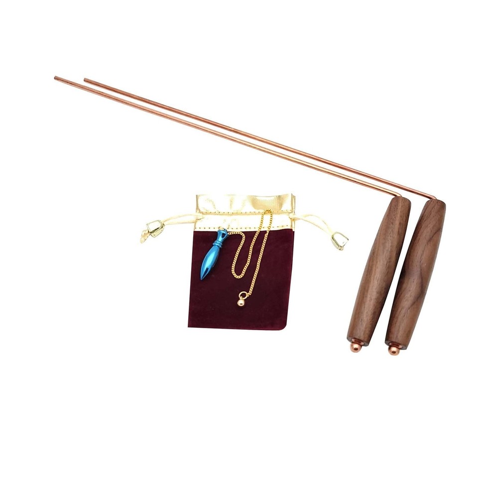 Spirit Hunter Dowsing Rods and Solid Brass Pendulum (Coated with Blue) Kit - ...
