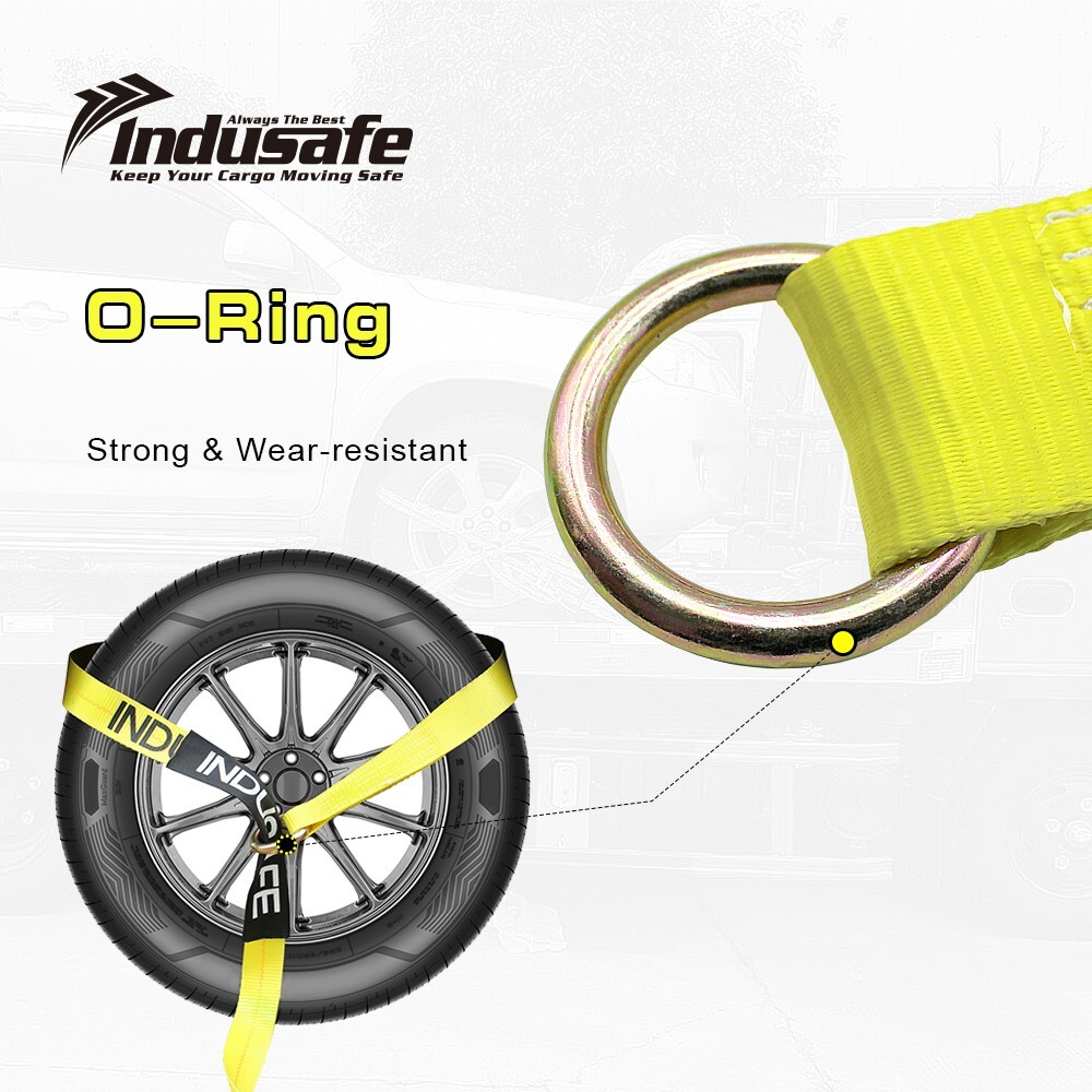 4 Packs Axle Straps with Flat Hook Car Trailer Hauler Ratchet Tie Down Strap