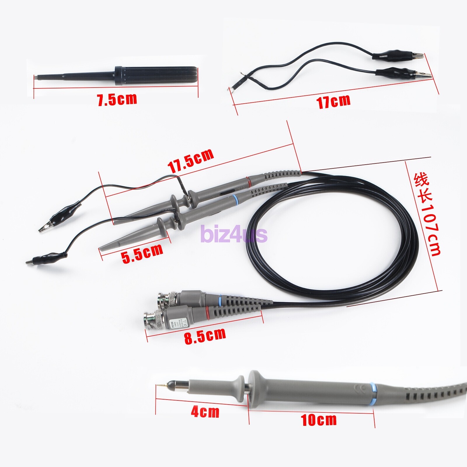 2xFor BNC Oscilloscope Probe Kit P6100 100MHz 1X 10X Precision Scope Clip Probes