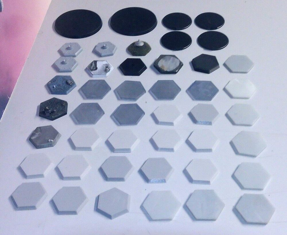 BATTLETECH PLASTIC & 3D-PRINTED HEX BASE LOT (38 HEX + 7 ROUND)