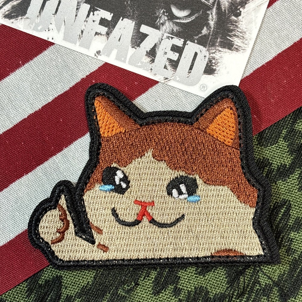 Thumbs Up Cat Dude 3x2”  Hook &loop Funny tactical With Backing