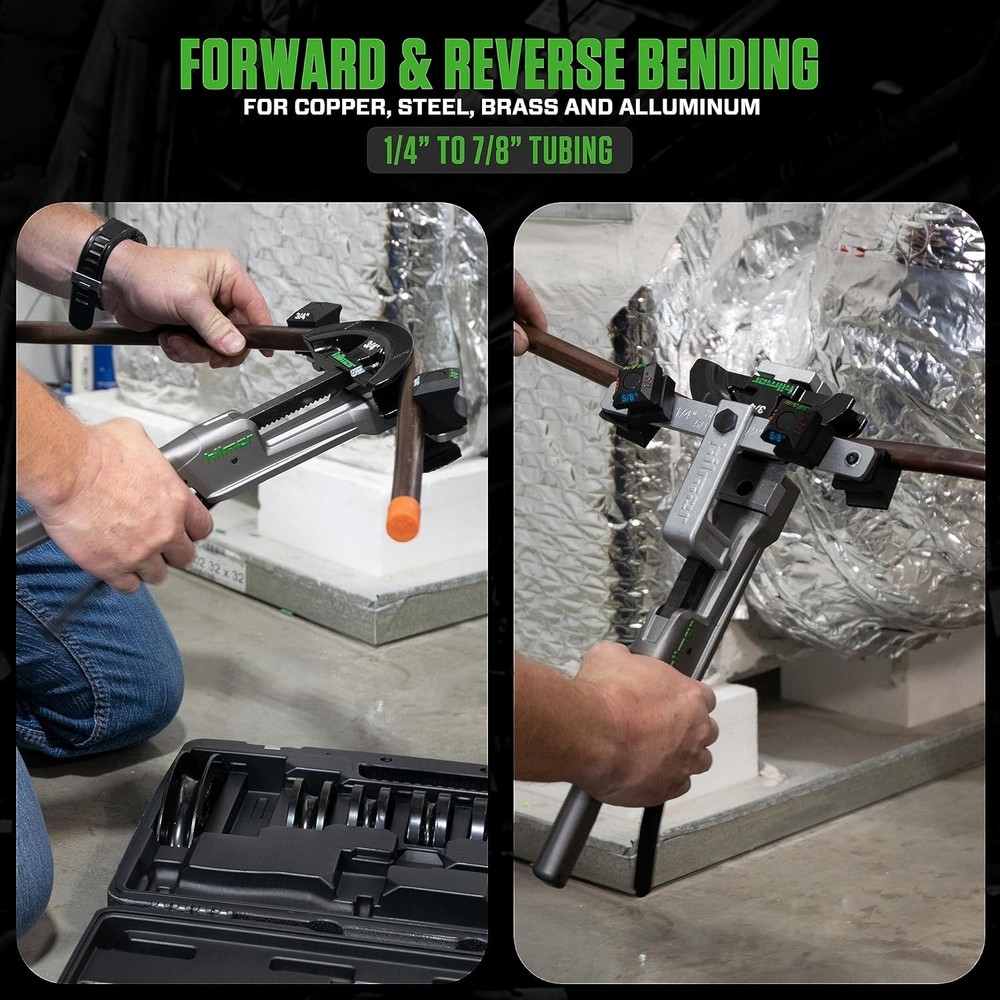 Bender Kit for Pipe Bending with One-Handed Operation and Reverse Feature