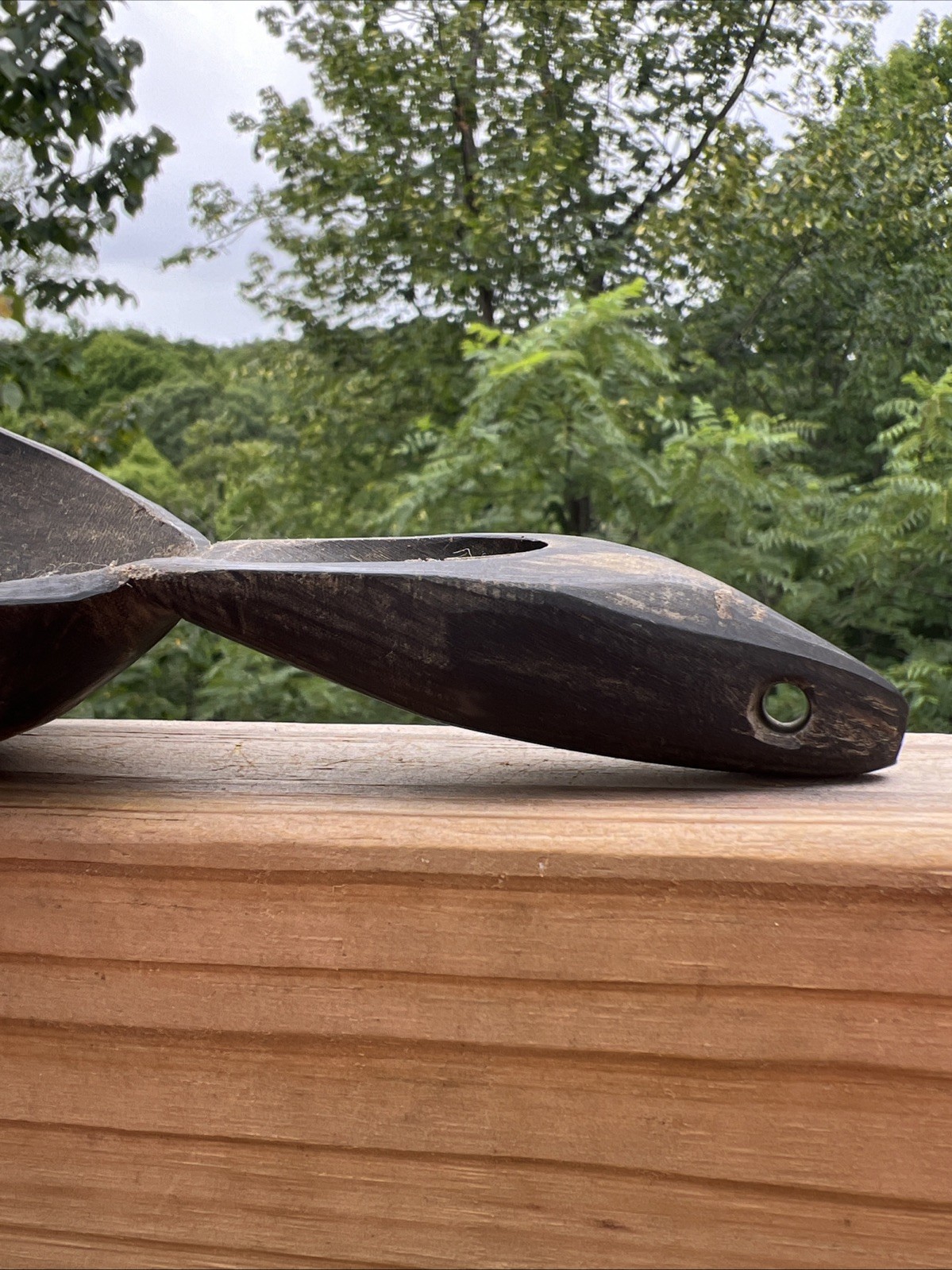 Original Native American Indian Hand carved Goat Horn Spoon; Late 19th Cent.