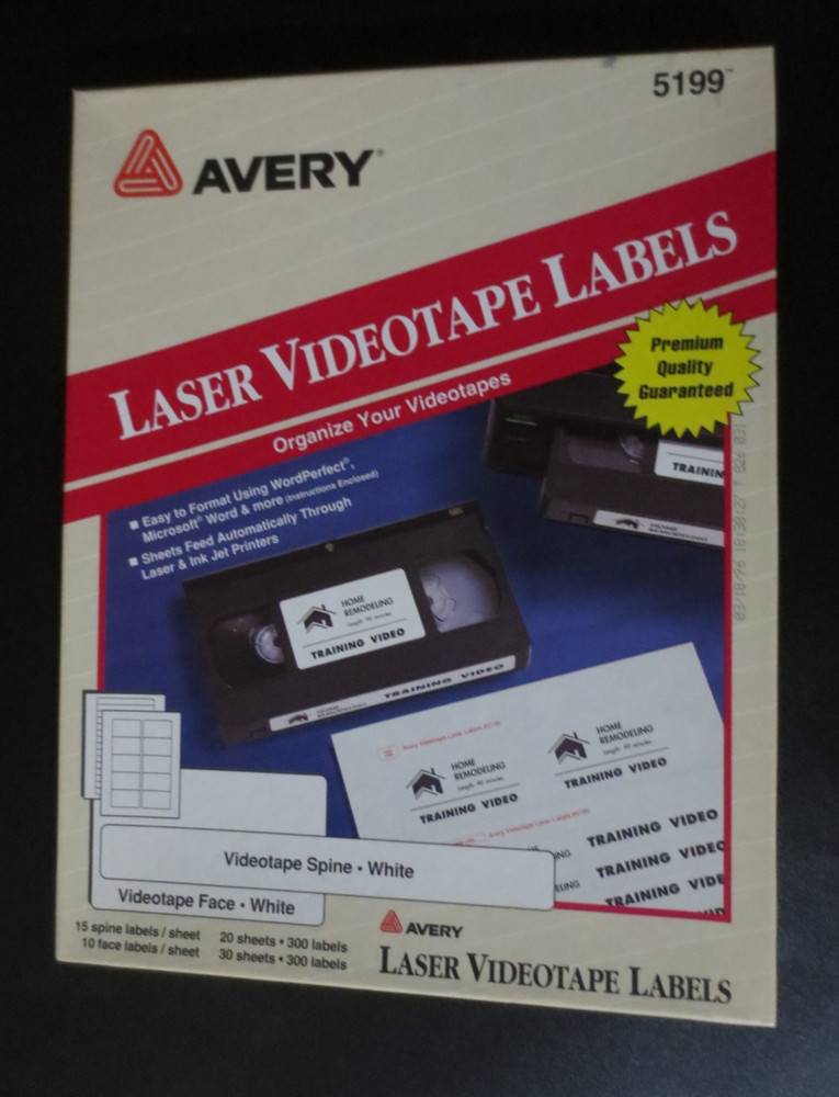 Avery  Laser Videiotape Labels