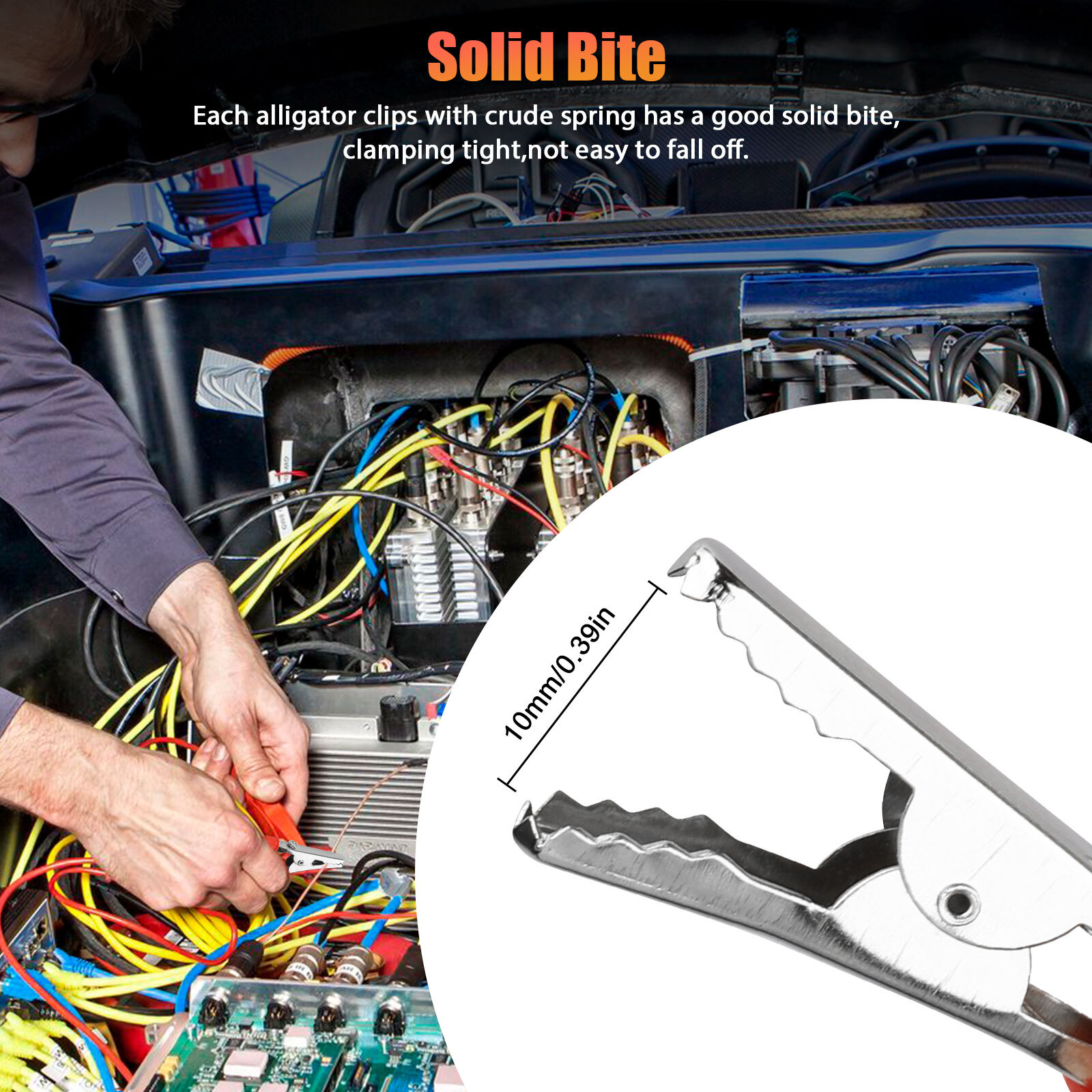 50Pcs Electrical Test Clamps Metal Alligator Clips with Red & Black Handle Bulk