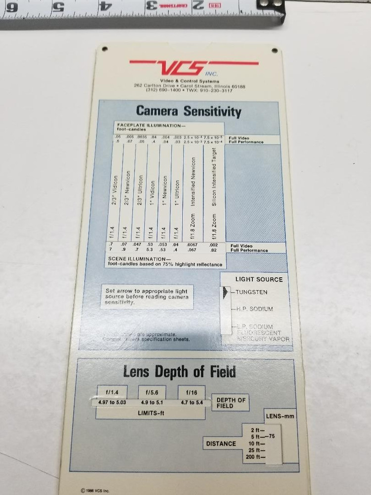 cctv systems tv camera/lens selector 1986 VCS-video & control systems