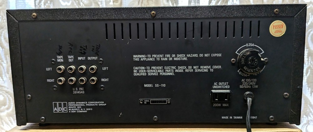 AUDIO DYNAMICS SOUND SHAPER ONE TEN MODEL SS-110 STEREO FREQUENCY EQUALIZER