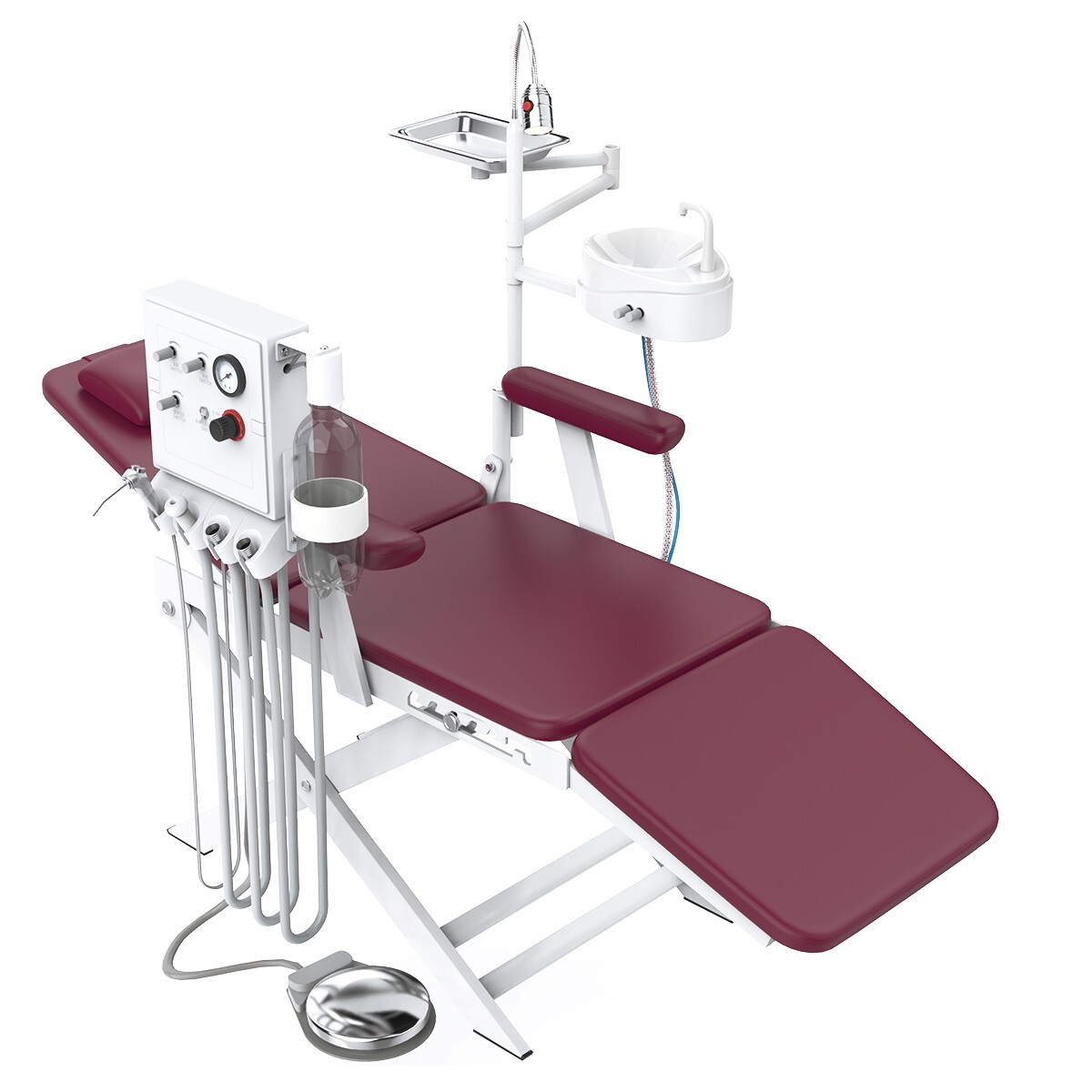 Portable Dental Mobile Folding Chair LED Light Turbine Unit 4 Hole Adjustable