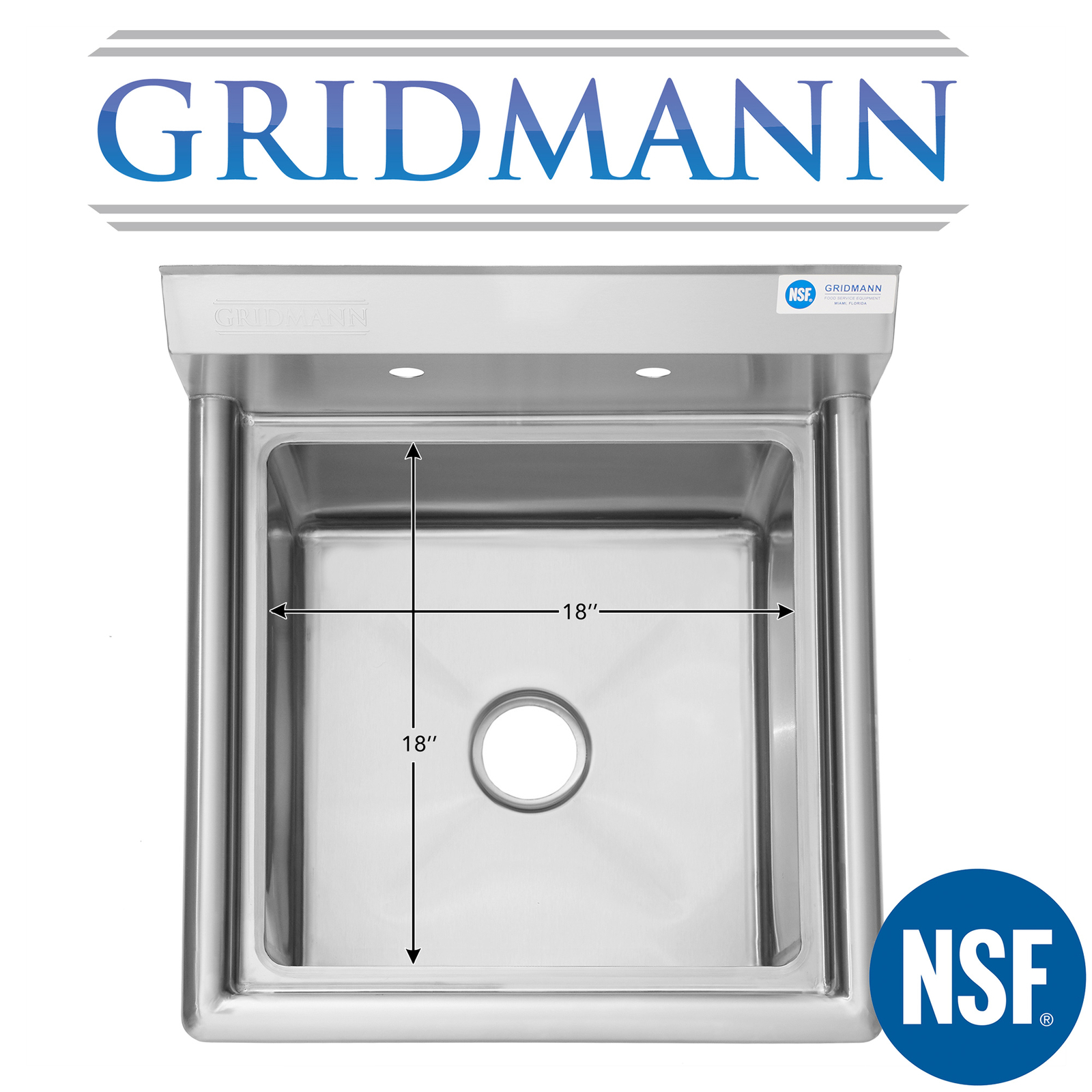 Commercial Stainless Steel Kitchen Utility Sink - 23.5" Wide