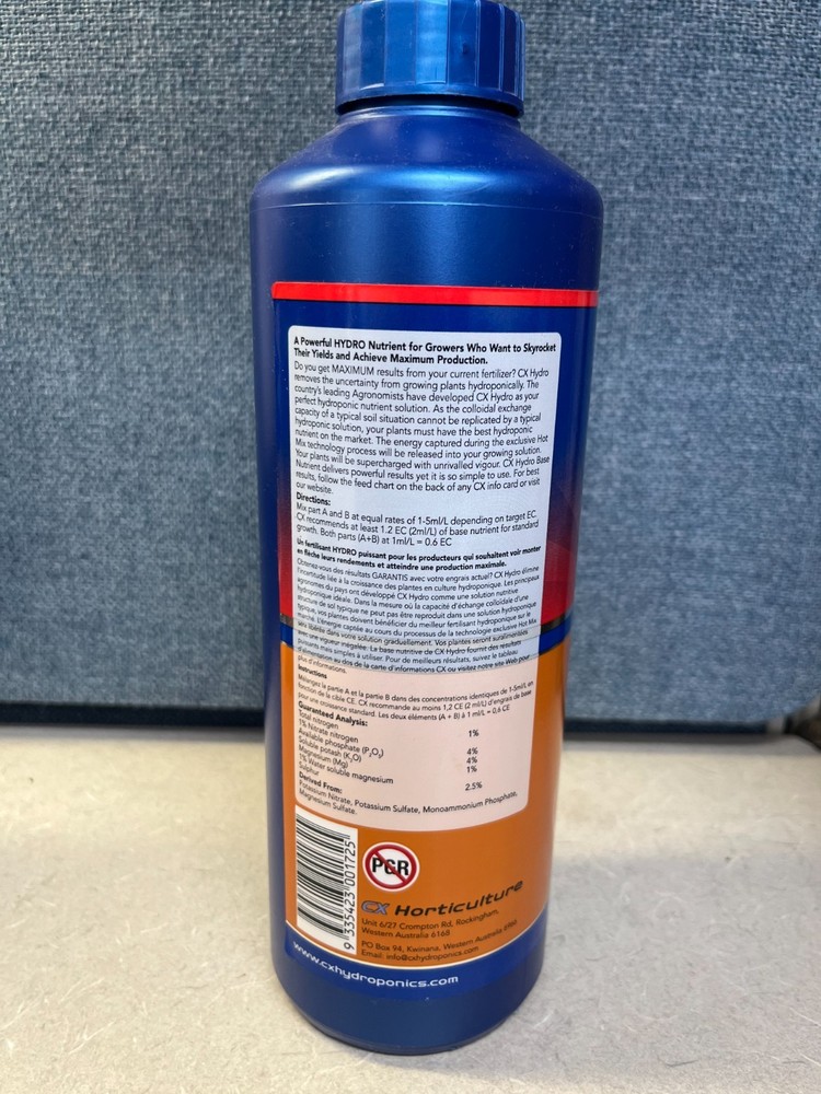 CX Horticultural-Hydro B Nutrient 1L