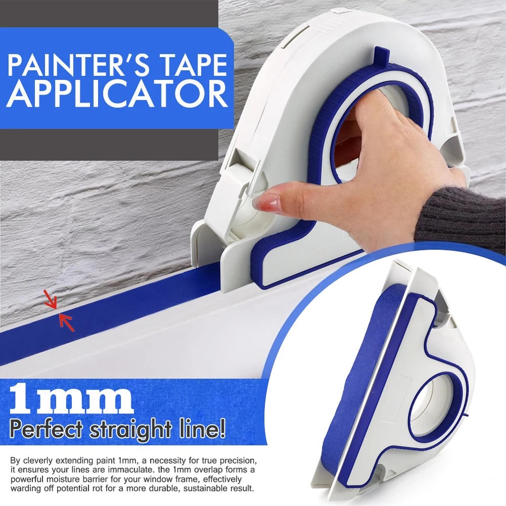 Painter Masking Tape Applicator with Corner Attachment for Window Door Frames..