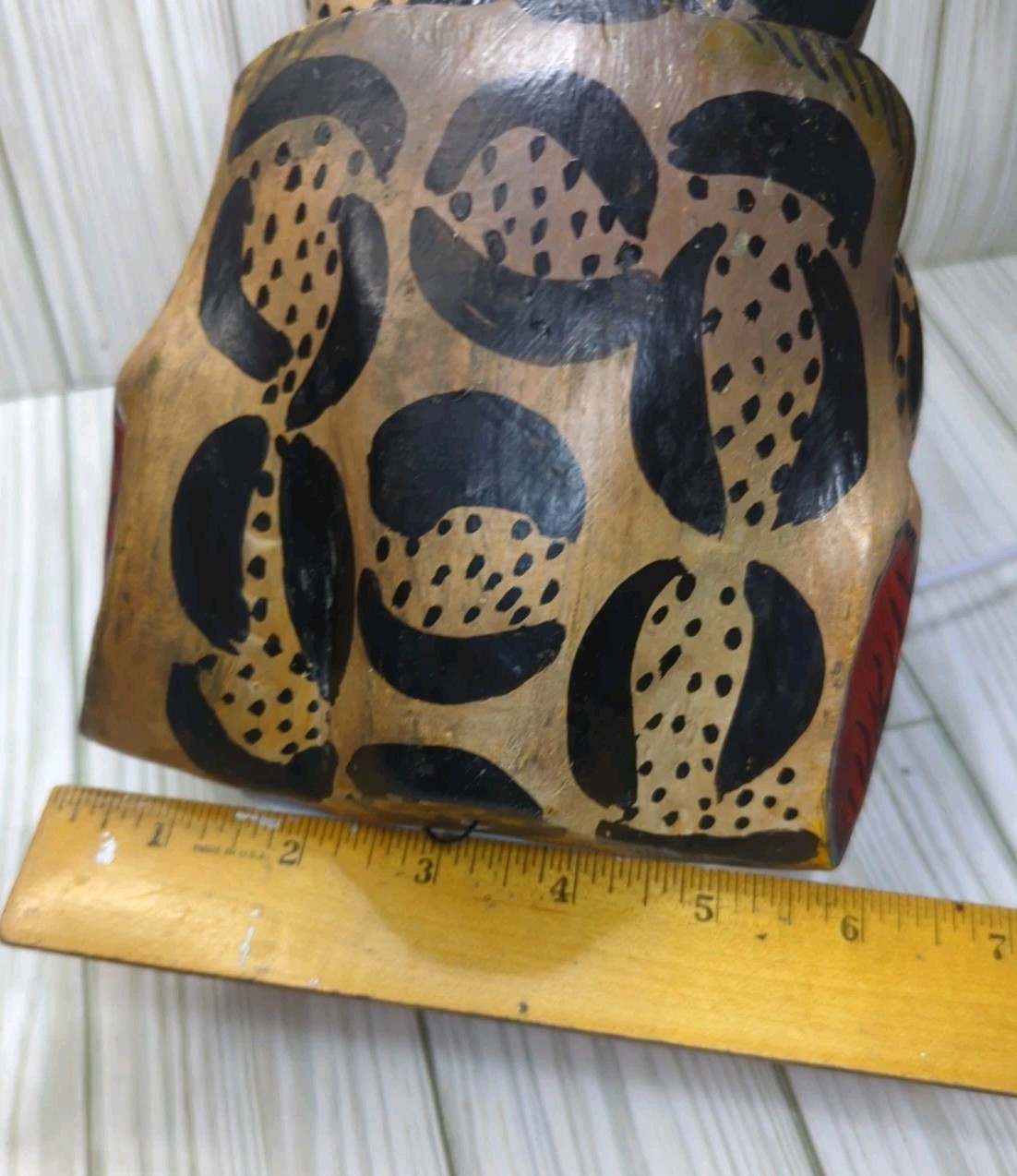 Mexican Nahua Folk Art Guerrero Carved Wood Cat Jaguar Animal Head