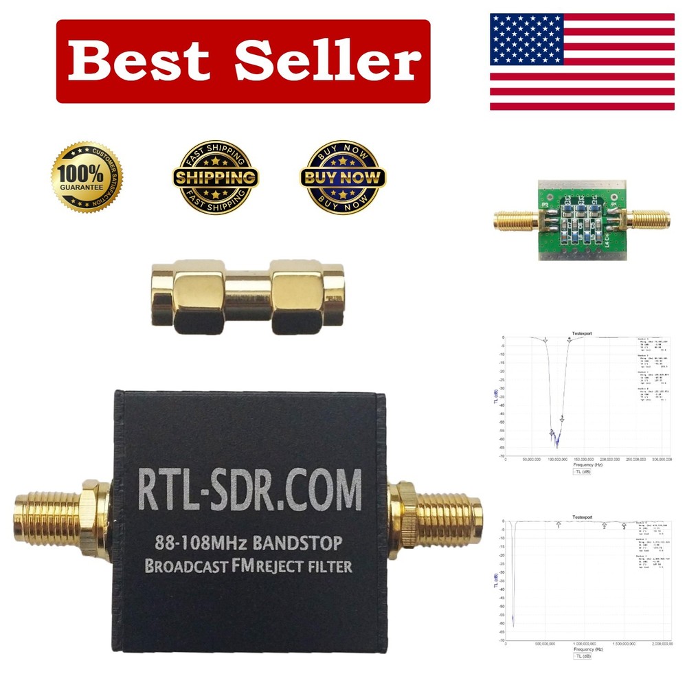 Broadcast FM Block Filter (88-108 MHz Block) by RTL-SDR Blog Black