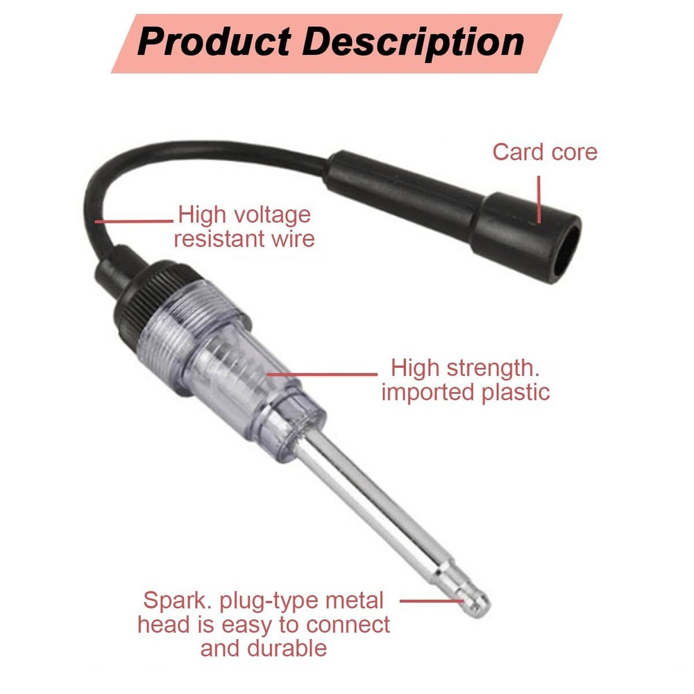 Plug Tester, Straight Boot Engine Ignition Tester Light Easy to Use, Small