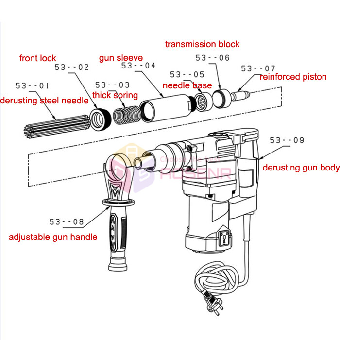 110V Electric Needle Derusting Gun Rust Removal Needle Scaler Jet Chisel