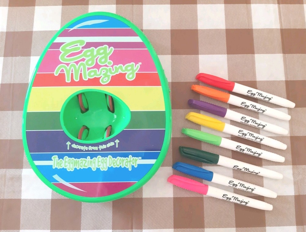 EUC Eggmazing Egg Decorating Kit Easter Egg Spinner and 8 Safe Non-Toxic Markers