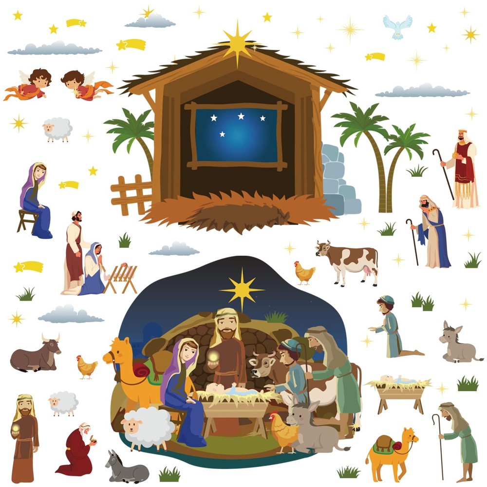65 Pcs Easter Nativity Bulletin Board Decorations Set Christian Religious Easter