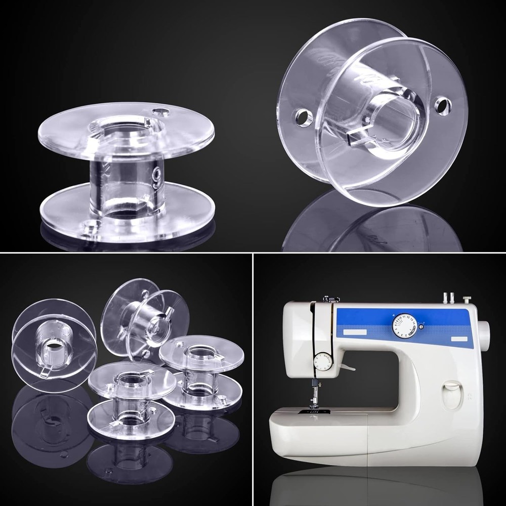 Durable 50 Pcs Sewing Machine Bobbins Class 15 with 2 Clear Storage Boxes