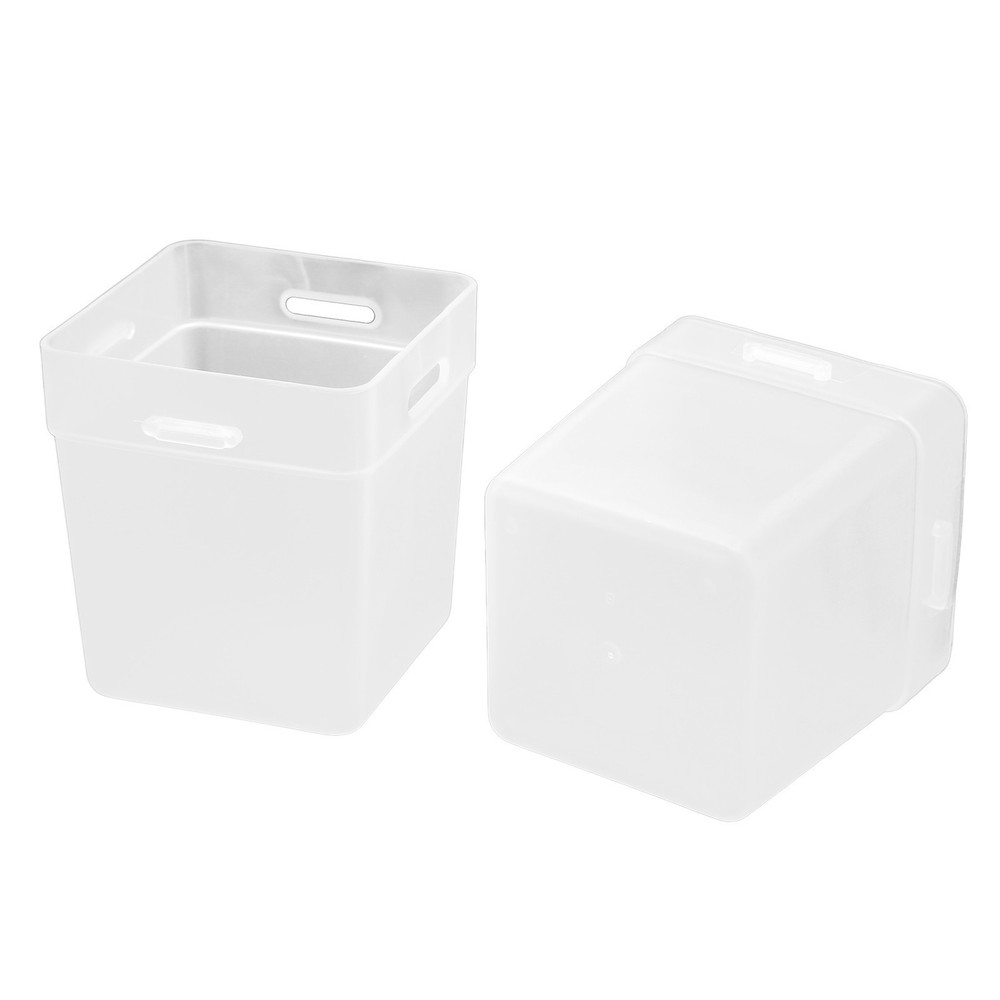 2 Pcs Desktop Storage Box Frosted White Stackable and Stitchable Combination