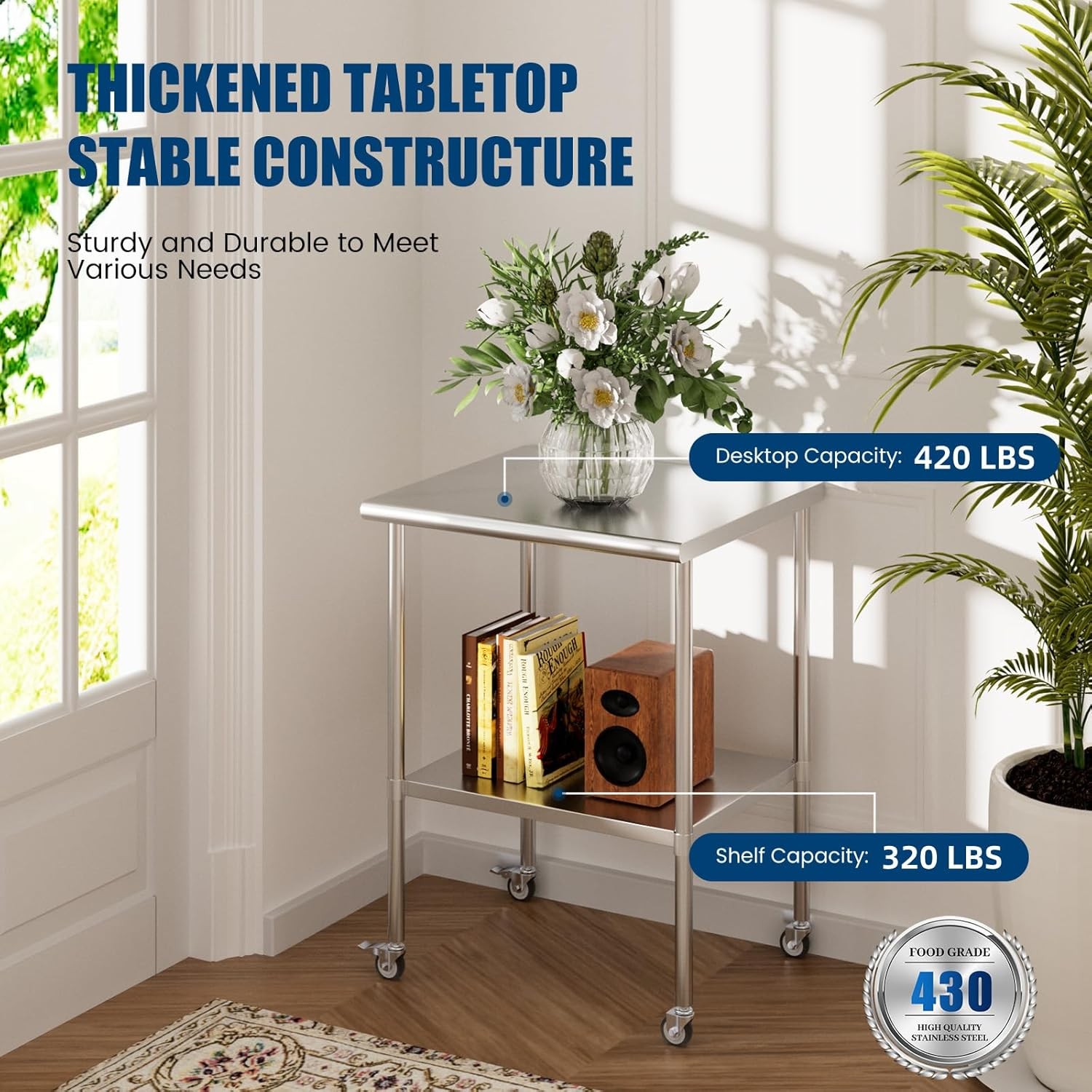 Stainless Steel 24" x 30" NSF Commercial Kitchen Work Food Prep Table w/ Caster