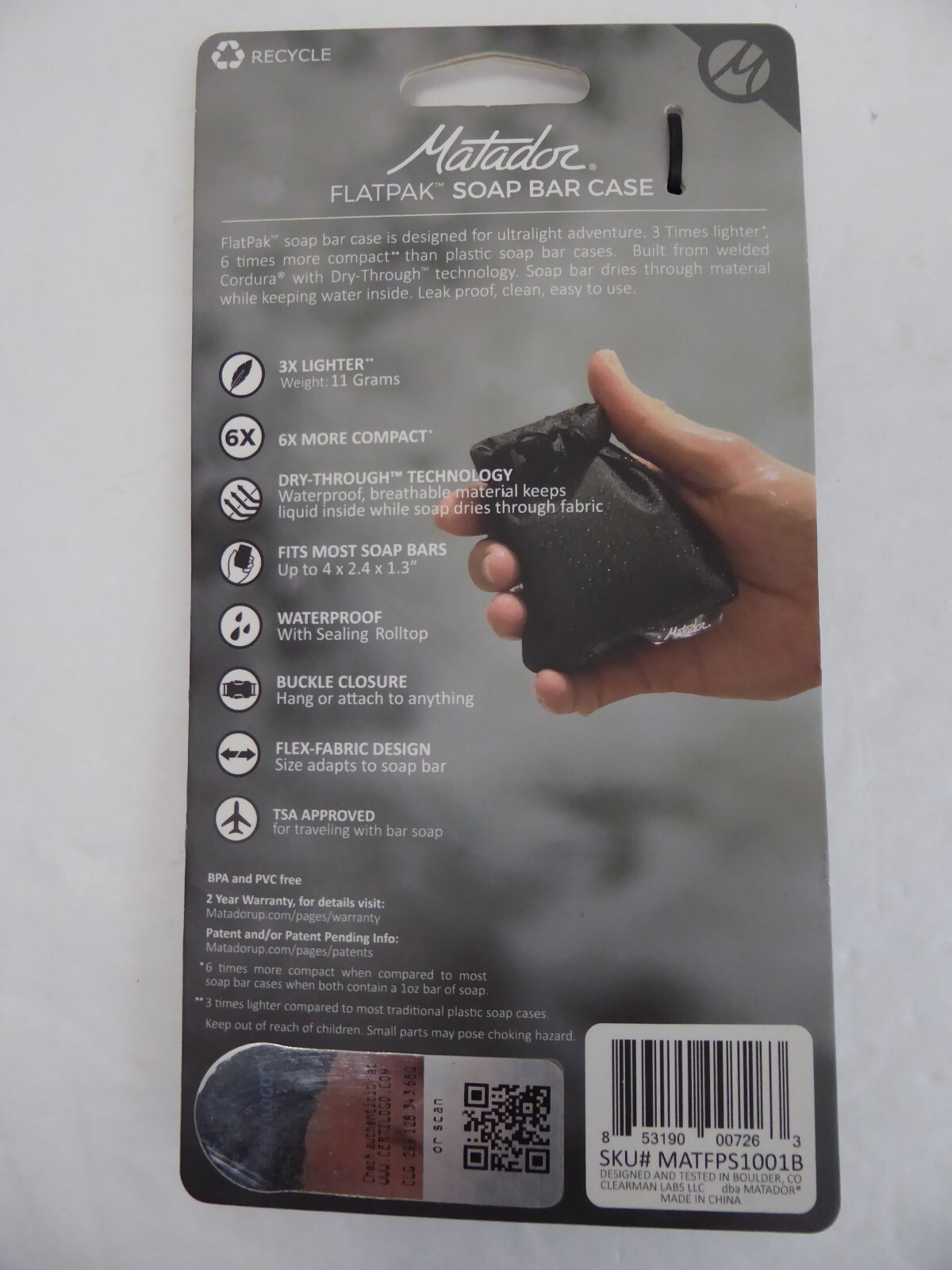 NEW Matador FlatPak Soap Bar Case Ultralight Leakproof Waterproof Hiking Camping