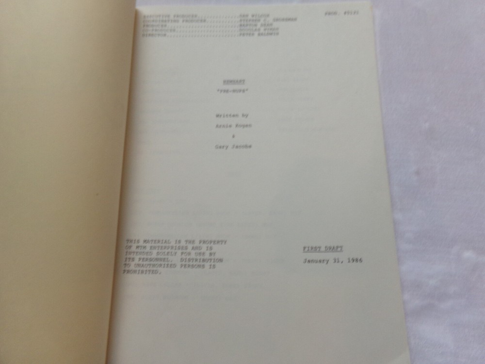 NEWHART / 1986 TV Script, "Pre-Nups" First Draft Script.