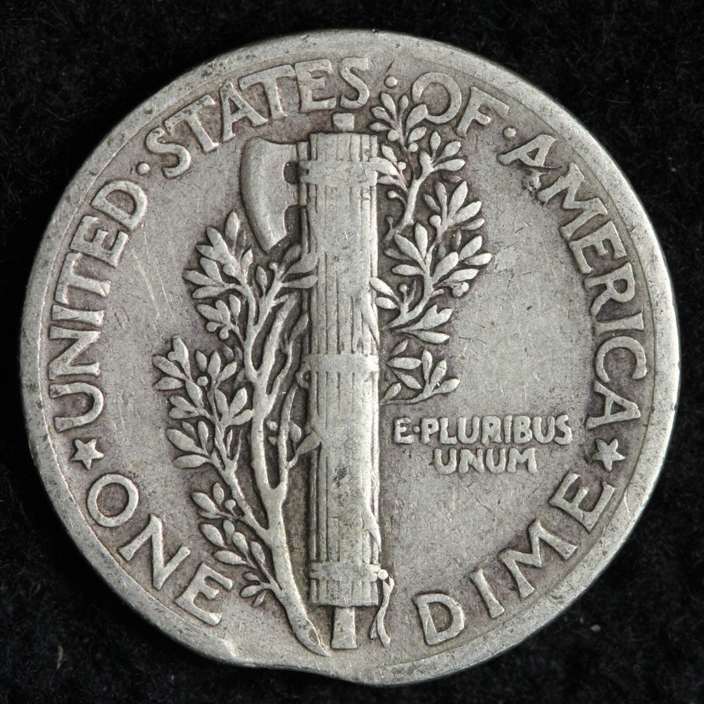1942 Mercury Silver Dime RIM CLIP ERROR E348 JUN