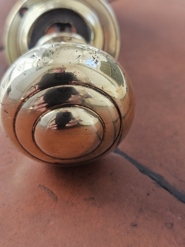 Antique excellent condition original brass rim lock door knobs