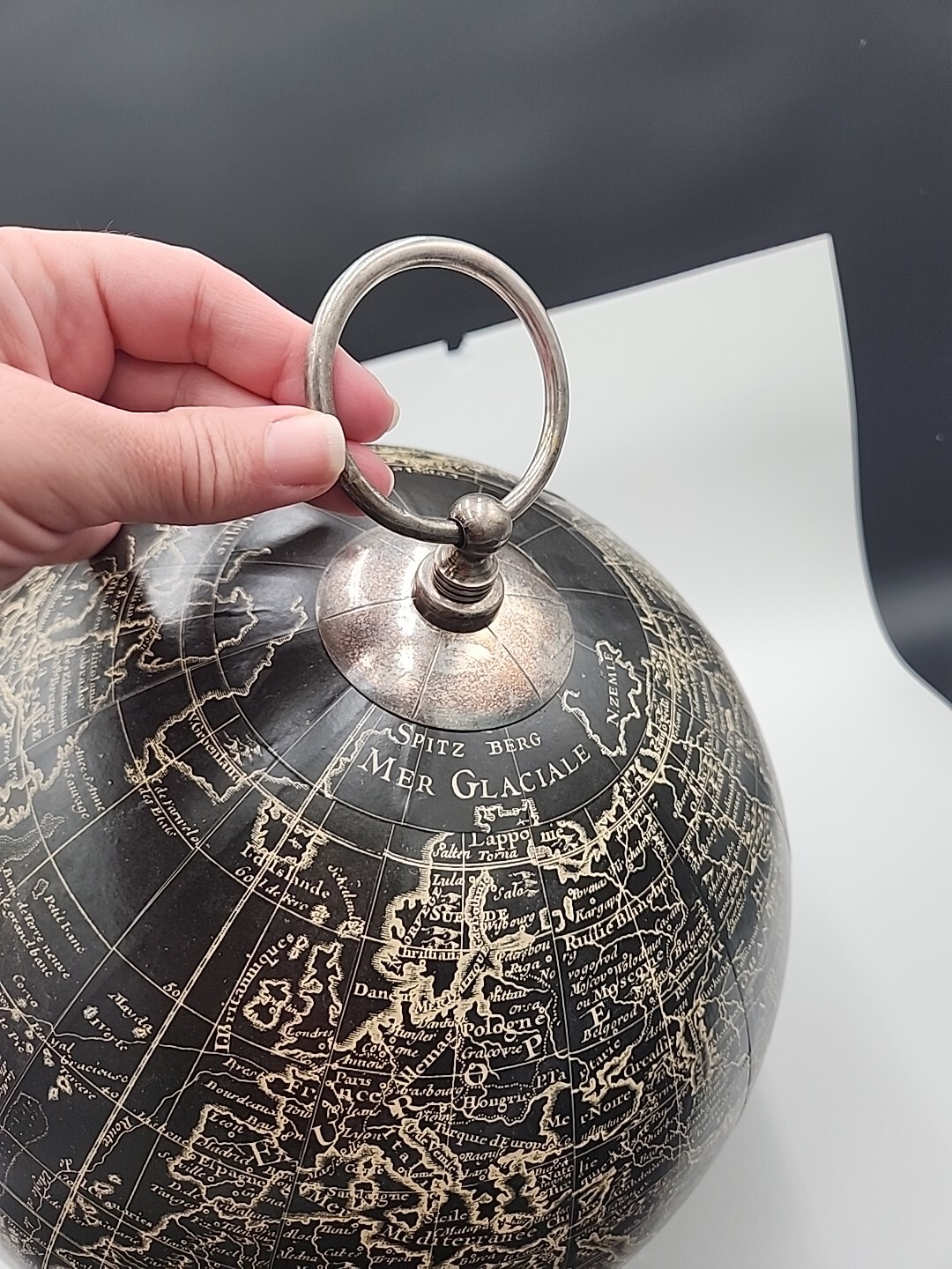 Black Vaugondy 1745 World Globe 13" Reproduction Decor Hanging Globe