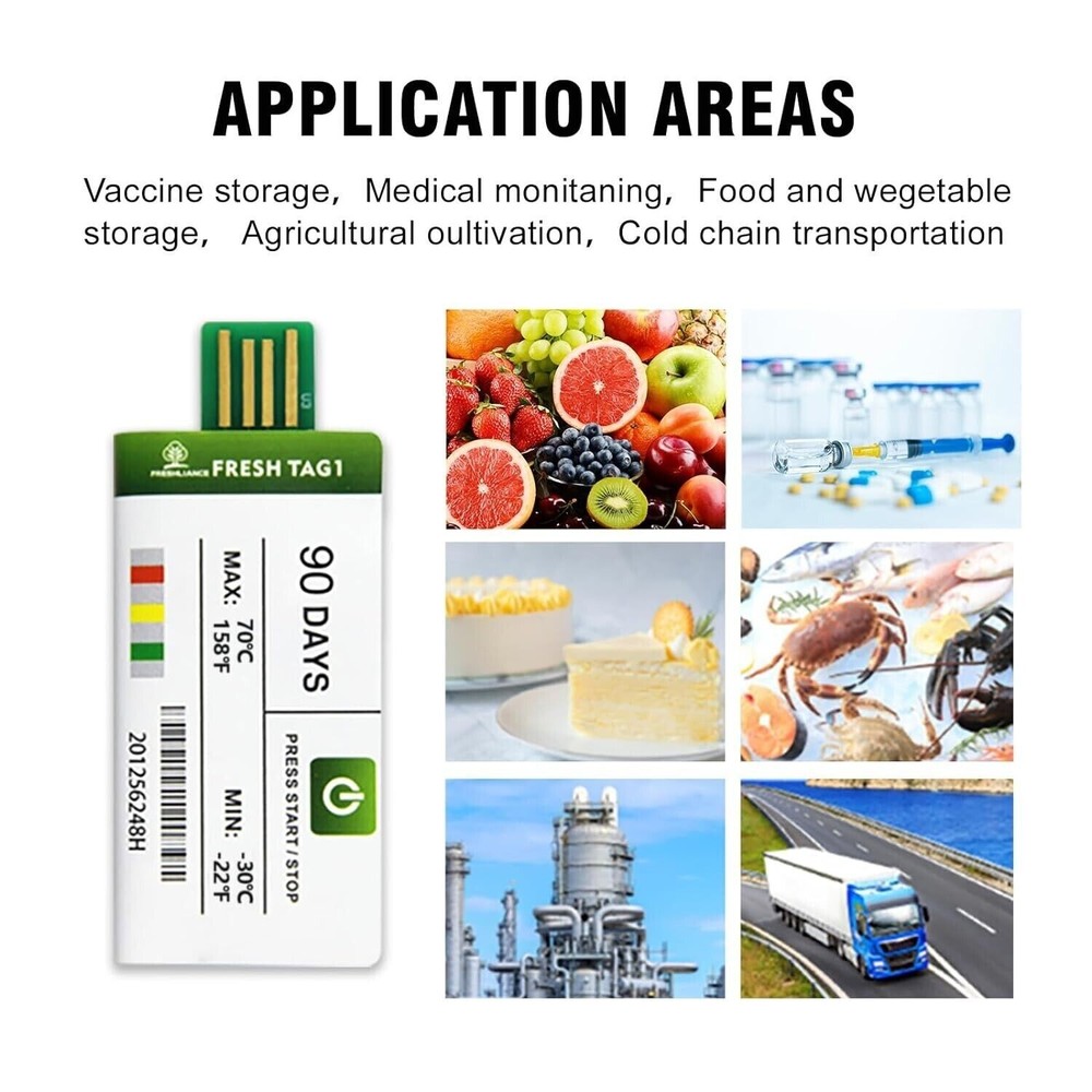 Freshliance Temperature Data Logger LCD Single Use with PDF Report 15 Days 10UND