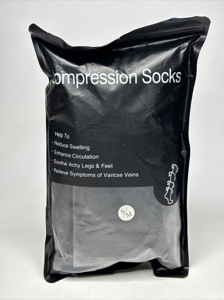 MIRACLE Socks COMPRESSION BLACK 2 Pack Unisex Size Small S/M