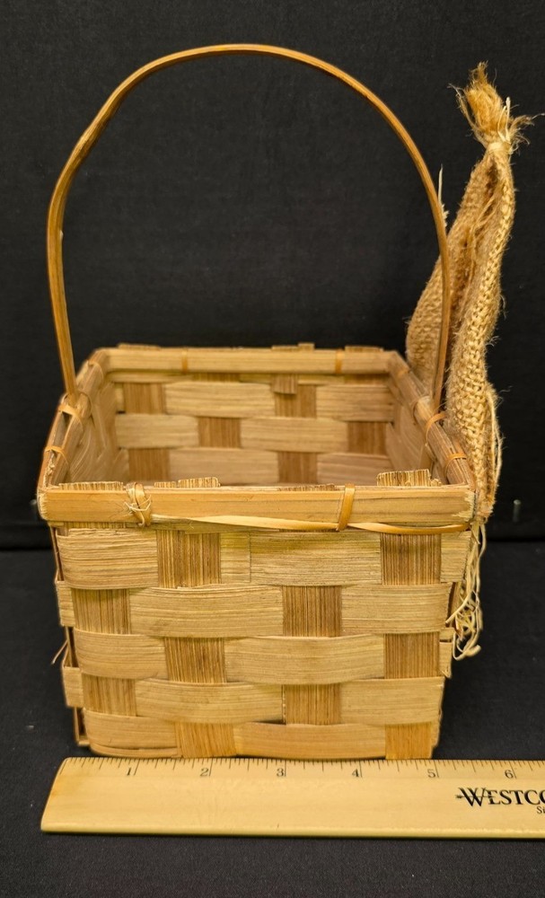 Scarecrow Woven Fall Jack-O-Lantern Pumpkin Basket Rustic Country Primitive Deco