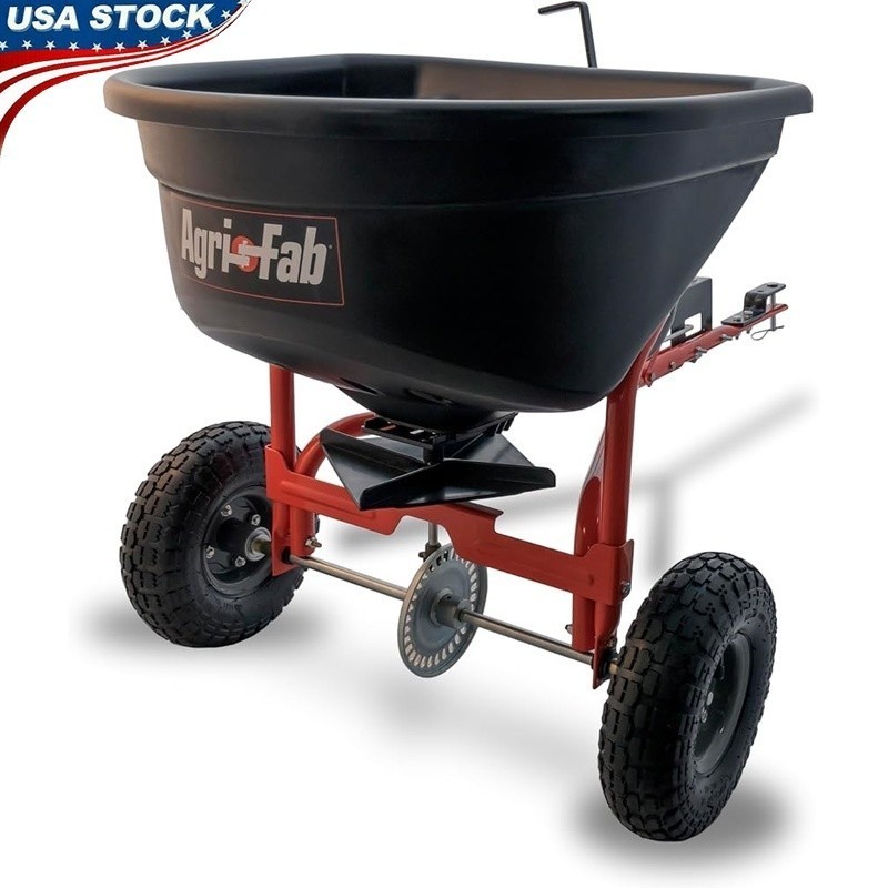 110lb Tow Behind Broadcast Spreader Lawn Mower Tractor Rustproof Poly Hopper New