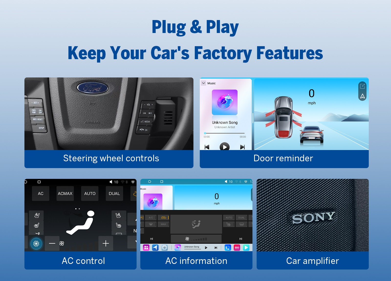 CAM+DVR+FDF1X7S Android 14 6+64 9" Car Stereo GPS HeadUnit CarPlay For Ford F150