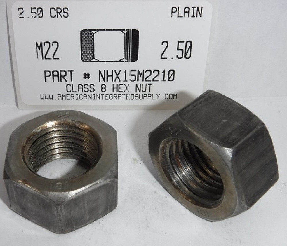 M22-2.50 HEX NUTS CLASS 8 STEEL PLAIN (3)