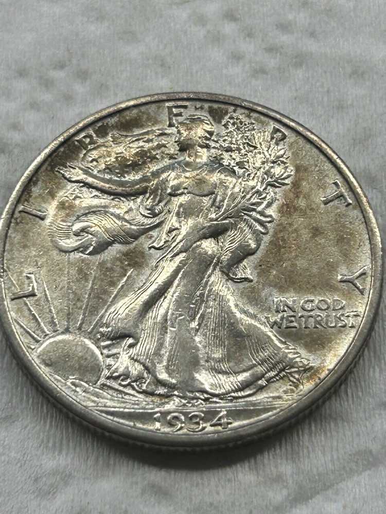 1934 s walking liberty half dollar AU