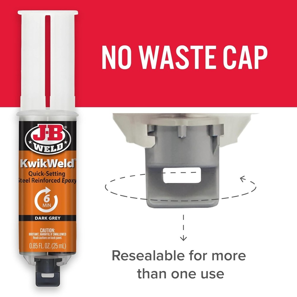 6 Minute Set Epoxy KwikWeld, High Strength, Waterproof, 2 Pack, Dark Grey,